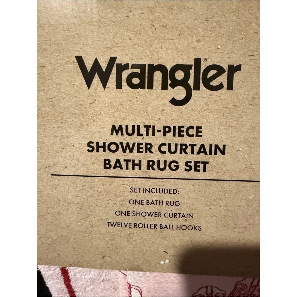 Wrangler Pink and Red Cowboy Boot Shower Curtain & Bath Rug Set